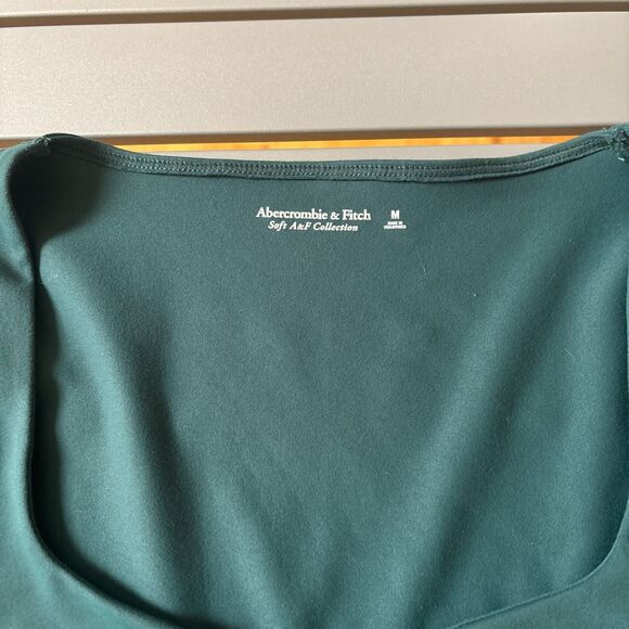 Abercrombie & Fitch Bodysuit Womens Medium Green Cheeky Long Sleeve Square Neck - Picture 4 of 7